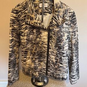 Erin London Animal Stripe Moto Jacket Size Medium